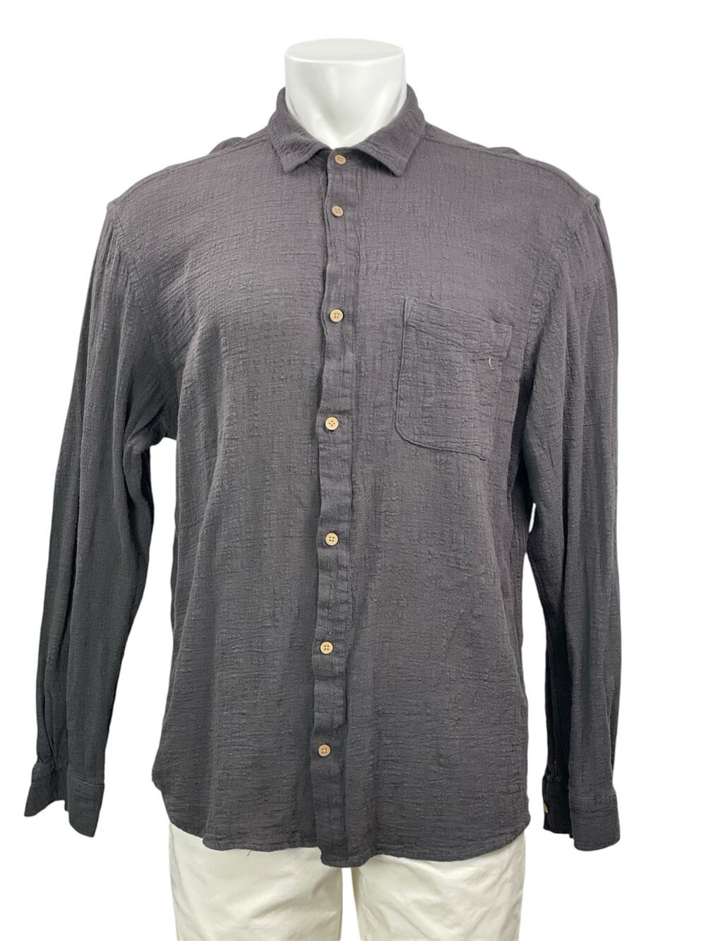 Insight Men's Dark Gray Long Sleeve Button Down 100% Cotton Shirt Top Size XL